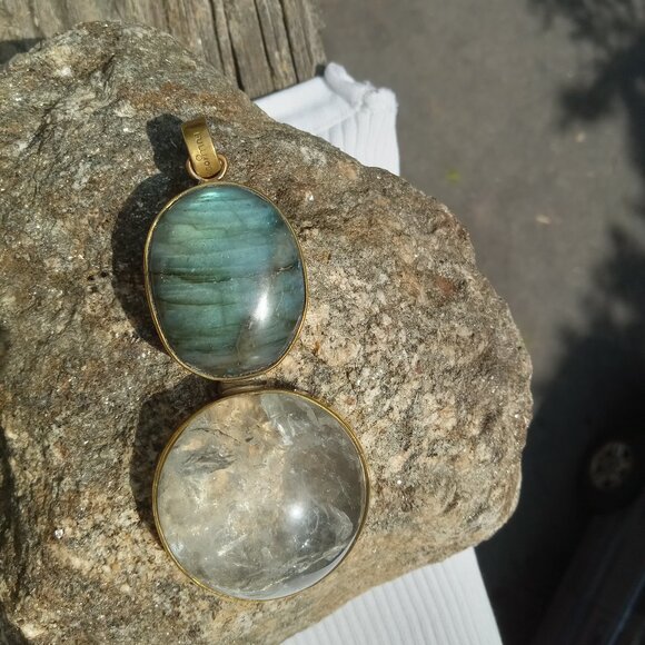 Gorgeous Statement Labradorite and Quartz Pendant (no pendants include a chain) - Picture 1 of 5